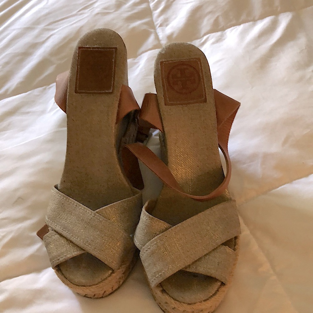 Tory Burch gold coated canvas espadrilles